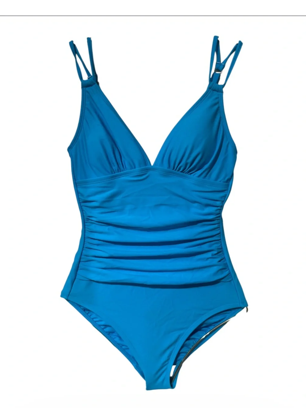 SHADE & SHORE shapemaker V Neck One Piece full seat coverage peacock blue-XS